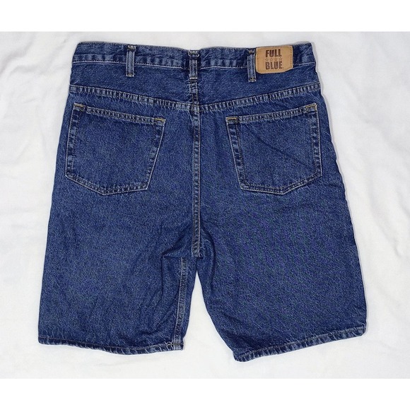 Full Blue 36" jean shorts mens at the knee midrise medium wash 100% cotton - Picture 1 of 7
